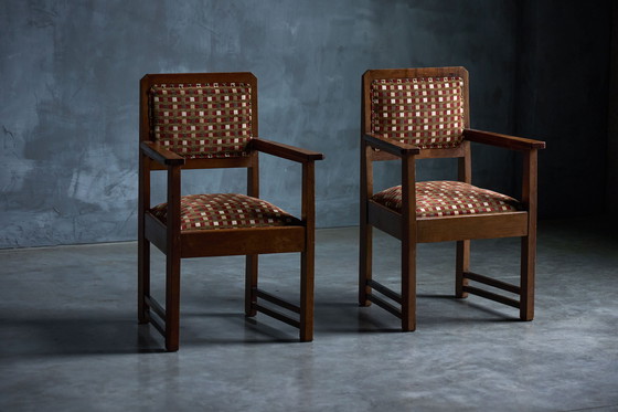 Image 1 of Set di 6 poltrone vintage della scuola di Amsterdam, Paesi Bassi 1940