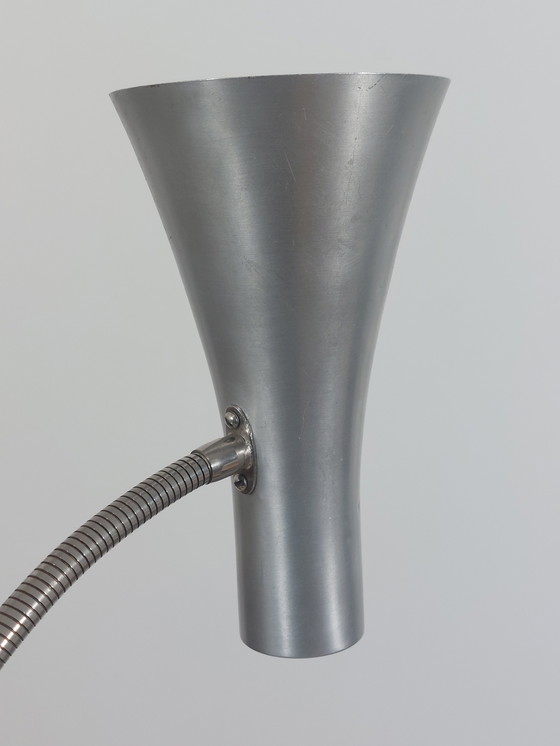 Image 1 of Lampada da tavolo vintage Hillebrand di metà secolo, lampada da scrivania a collo di cigno, finitura arricciata, anni '60