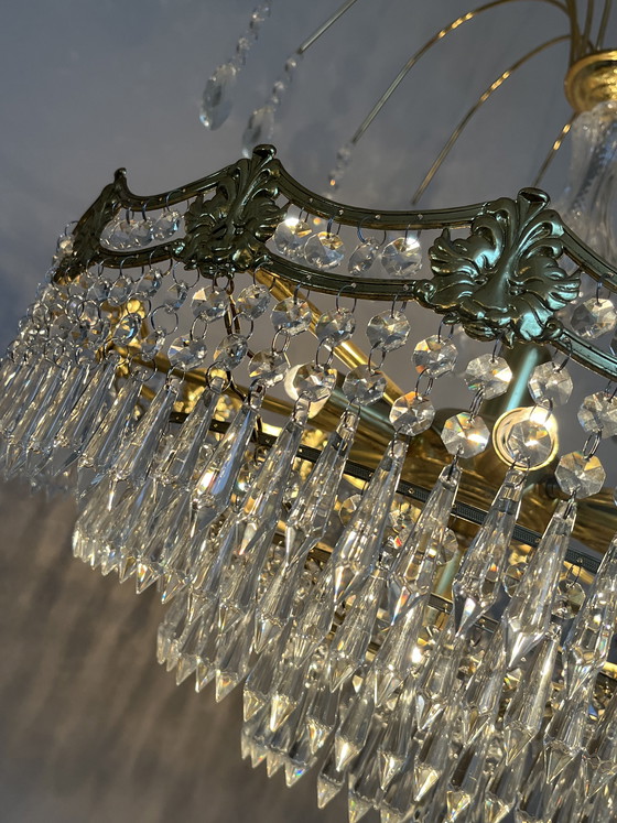 Image 1 of Sac à main vintage XL en cristal, lustre, pendentifs en cristal français