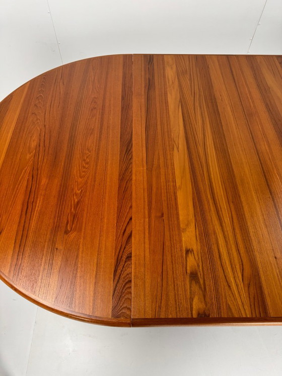 Uitschuifbare Teak Eettafel, Glostrup Møbelfabrik, Denemarken, ca. jaren 60, Hout, Metaal, Bruin (foto 5 van 15)