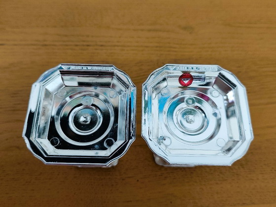 Image 1 of Pair of antique silver-plated metal candlesticks