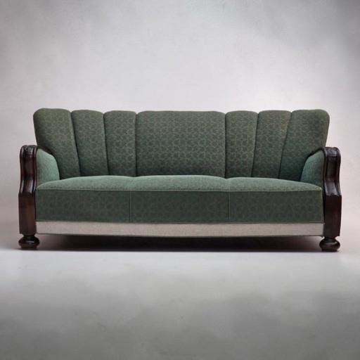 Dänisches 3-Sitzer-Sofa aus den 1960er Jahren, Möbelwolle, Eichenholz. – 3 5 zitsbanken, Wood, Wool