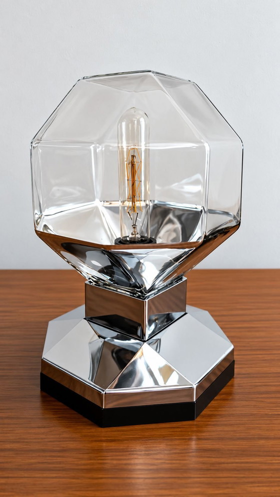 Lot of 11 Motoko Ishii Staff Leuchten Table lamps, Glass, Plastic, Silver (photo 9 of 10)