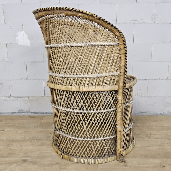 Image 1 of Vintage geweven Rotan / Rattan Stoel / luie bohemian stoel ( lazy Rotan chair )