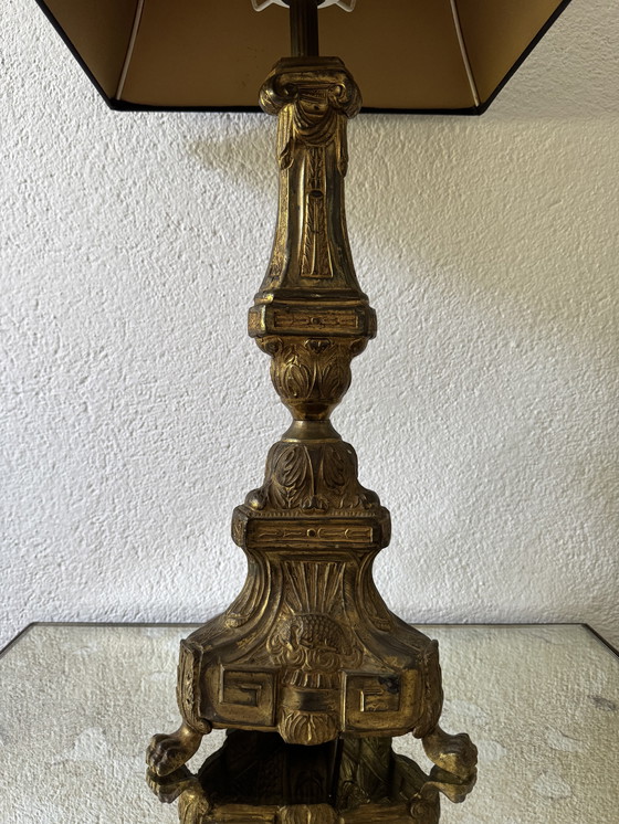 Image 1 of Lampe pique cierge d’église ancien 
