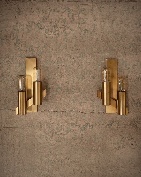 Image 1 of Apliques italianos de latón de mediados de siglo de Gaetano Sciolari años 60