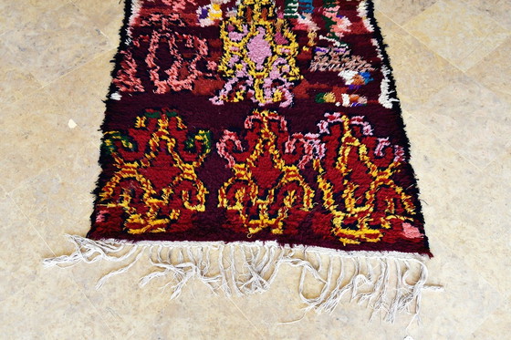 Image 1 of Vintage Marokkaans Boucherouite vloerkleed - 214 x 95 cm
