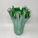 Luxuriöse, handgefertigte grüne „Fazzoletto“-Vase aus Muranoglas von Dogi aus den 1970er Jahren. Hergestellt in Italien.