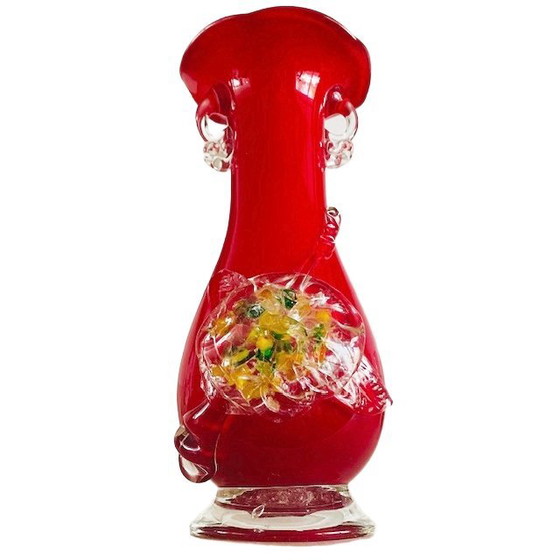 Image 1 of Vintage Murano hand-blown red glass vase 1970s