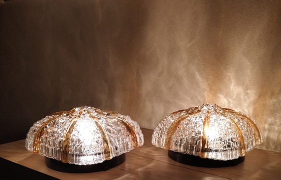 Image 1 of RARE! Sculptural pair of Mid-Century Studio Glass Lamps – Space Age 1960s/70s