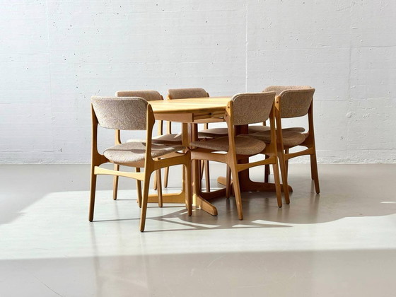 Image 1 of Set of table and 6 chairs by Erik Buch for Gudme Møbelfabrik A/S, 1960s