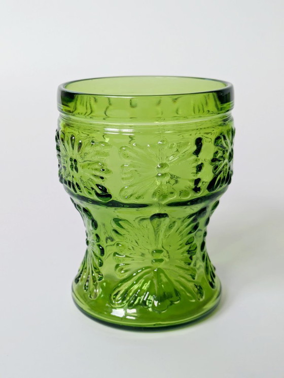 Image 1 of Set di 6 bicchieri vintage verdi italiani |Fidenza Vetraria Bormioli | 1970 Midcentury Barware