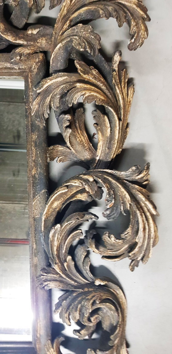 Image 1 of Miroir italien Chelini sculpté à la main dans un cadre en bois magnifiquement sculpté