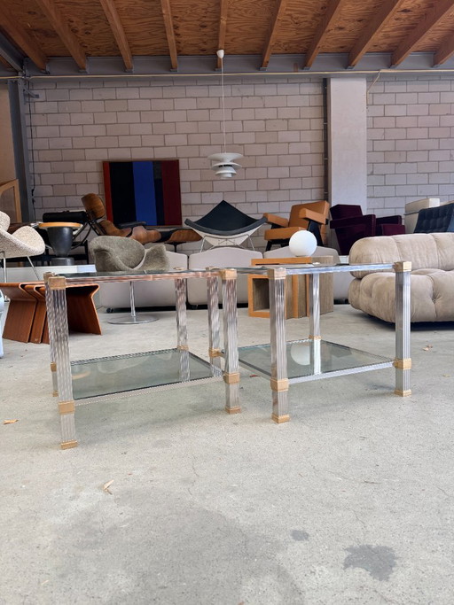 Mesa de centro vintage Pierre Andel Paris (stock: 2) – Pierre Vandel, salontafels, Glass, Metal