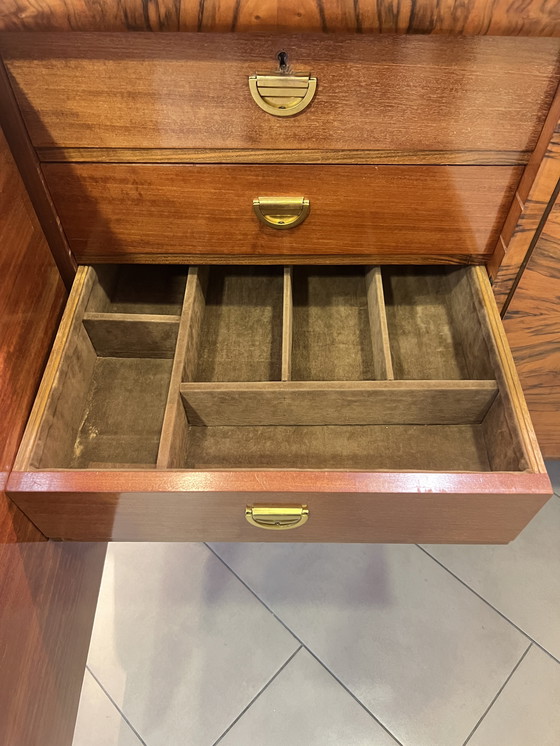 Image 1 of Art Déco buffet with proof of manufacture from 1922, solid wood veneer and pull-out marble worktop