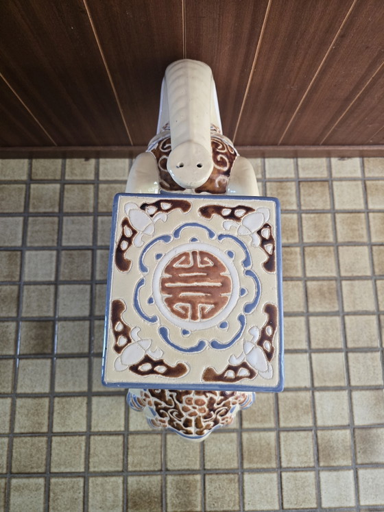 Image 1 of Vintage Ceramic Elephant Plant Table / Side Table