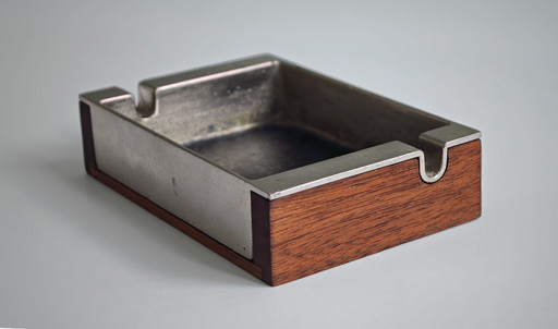 Cendrier en acier teck, design moderne des années 70