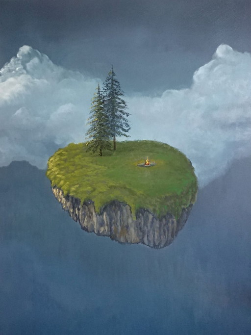 "The Quiet Fire" - oil painting 100 x 70 cm