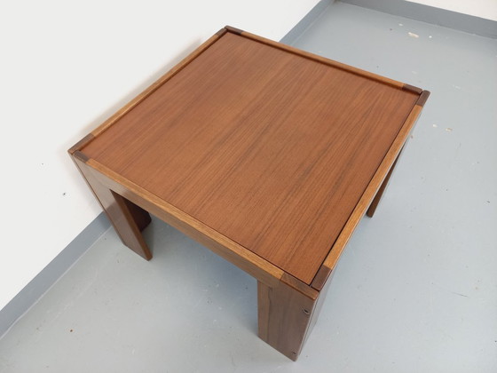 Image 1 of Vintage Italian square coffee table by Afra and Tobia Scarpa for Cassina in teak and walnut from the 60s 70s