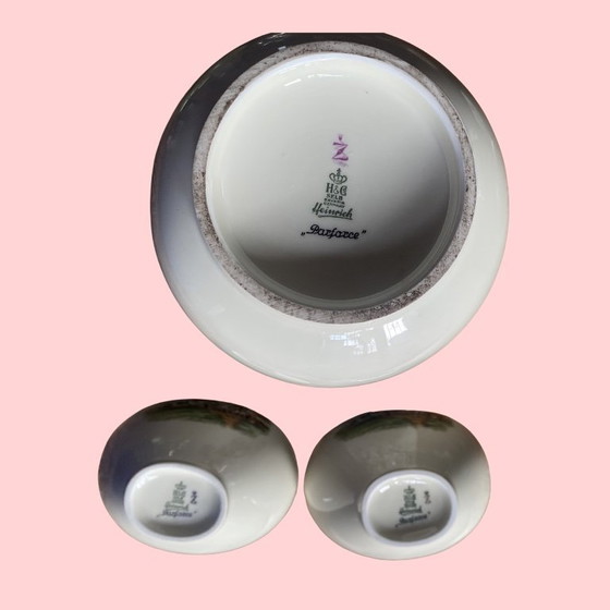 Image 1 of Mid-Century Heinrich Germany "Parforce" Fox Hunting Vase Set - 3 Pieces