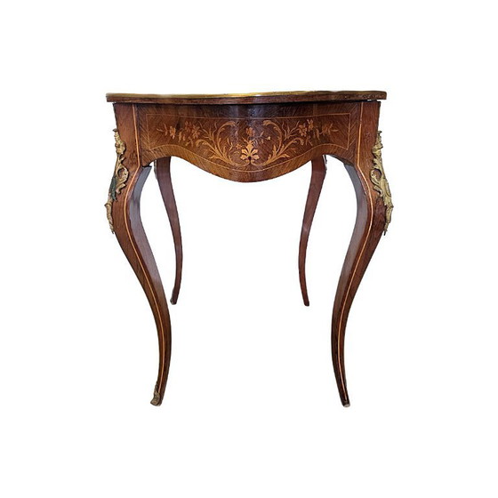 Image 1 of Antigua mesa francesa estilo Luis XV con cajón, finales del siglo XIX