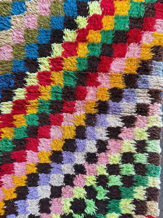 Image 1 of Vintage Moroccan Boucherouite Rug - Checkered Pattern Rug