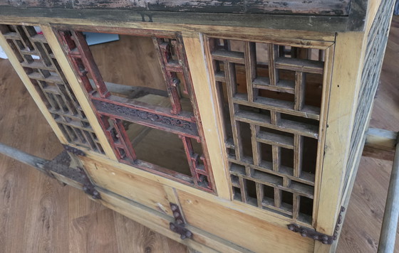 Image 1 of Antica portantina cinese palanchino con ruote, circa 1900