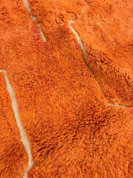 Image 1 of Marokkaans Mrirt-tapijt, handgemaakt van wol, 3x2 meter, op maat gemaakt, oranje Berber-tapijt, luxe dikke wollen vloerkleed