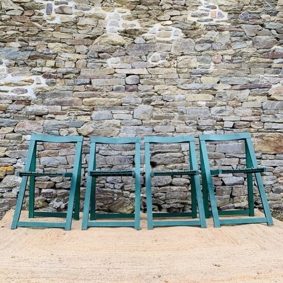 Image 1 of Set di 4 sedie pieghevoli verdi