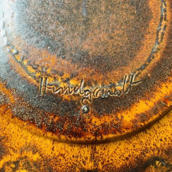 Large vintage enameled ceramic dish, Reiner Gehrig for Grünstadt, Table accessories, Orange (photo 11 of 13)