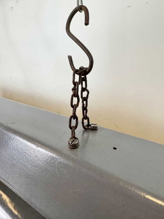 Image 1 of Lampadario industriale a sospensione in smalto grigio di Elektrosvit, anni '60