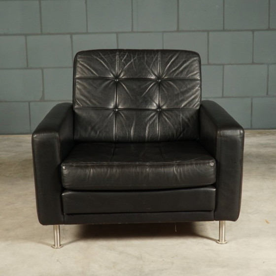 Fauteuil vintage en cuir noir des années 1970 – Leather, Metal (photo 10 of 13)