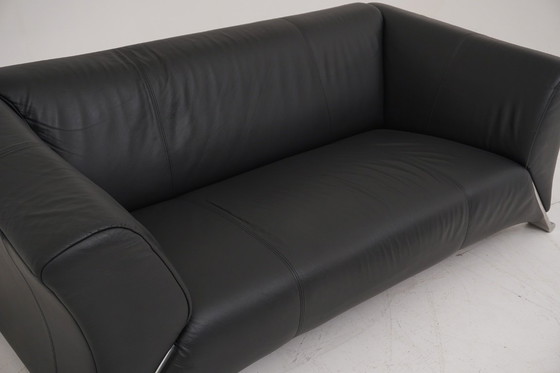 Image 1 of Rolf Benz 322 bank, tweeënhalve zitplaats, zwart leer