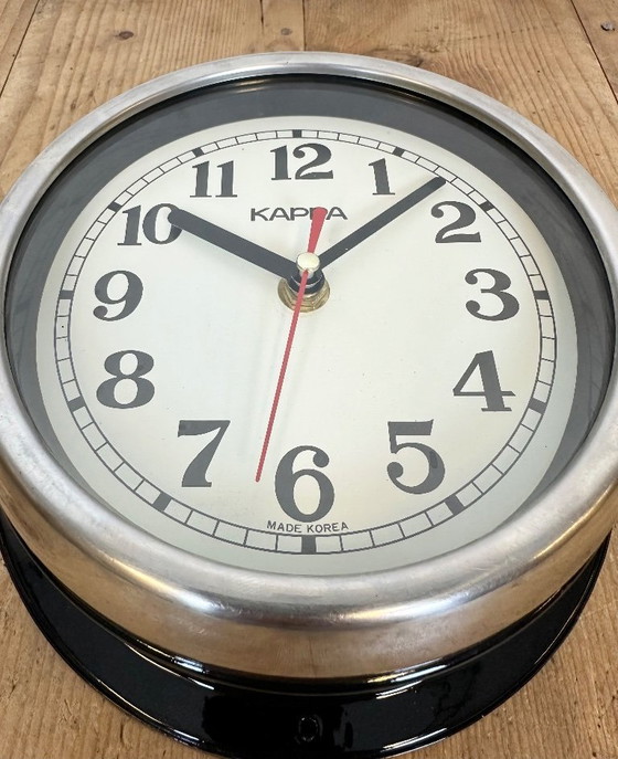 Image 1 of Vintage Black Kappa Maritime Wall Clock, 1980s