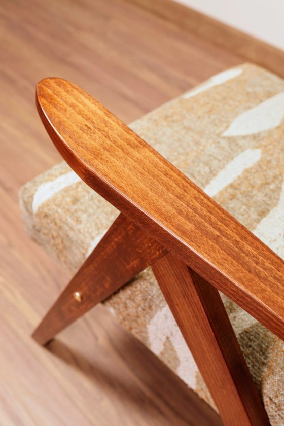 Image 1 of Modern armchair safari beige brown jacquard zig zag 