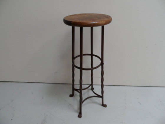 Table d'appoint ronde vintage en métal – Tables d'appoint, Wood, Iron (photo 9 of 9)