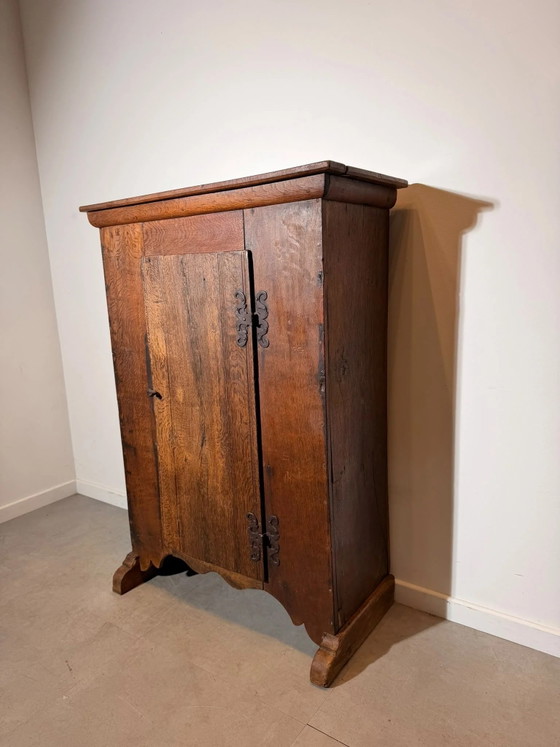 19th-Century Wooden Cabinet with Decorative Iron Hinges, 134 × 85 × 42 cm, Storage cabinet (photo 4 of 4)