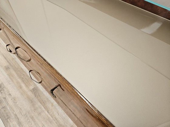 Image 1 of Walnut Burl Chest of Drawers with Double Glass Top