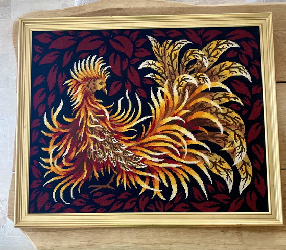 Image 1 of Tapisserie vintage Oiseau de feu années 60/70