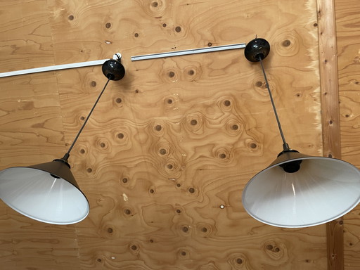 2 Vintage-Industrielampen, Durchmesser 26 cm