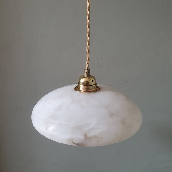 Lampada a sospensione vintage in alabastro - Art Déco - Metà secolo – Lampade a sospensione, Stone, Metal (photo 13 of 23)