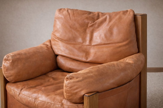 Image 1 of Bergère Afra & Tobia Scarpa per Maxalto pelle cognac e legno massello