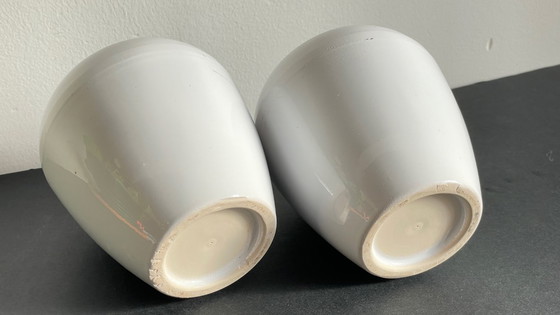 Image 1 of Pair of White Ceramic Candlesticks