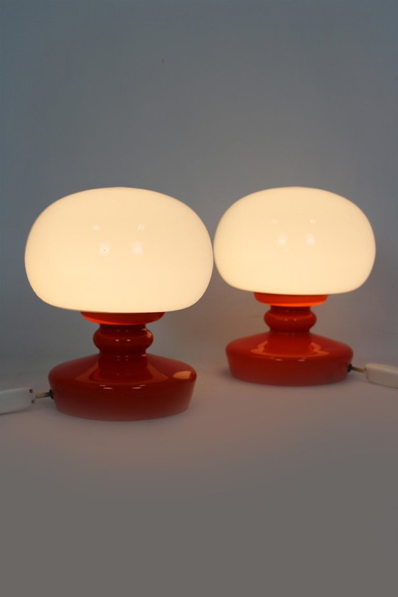 Image 1 of Glass Table Lamps attributed to Stepan Tabery for Osvetlovaci Sklo, 1970s, Set of 2