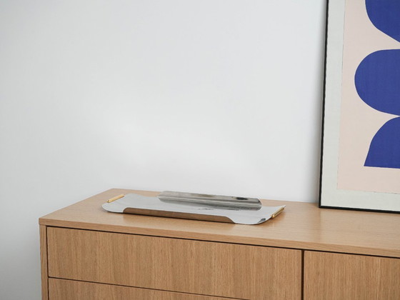 Image 1 of Edelstahltablett, italienisches Design, 1970er Jahre, hergestellt in Italien