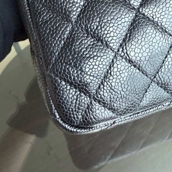 Image 1 of Chanel Seasonal Two-Tone Flap - Caviar 28CM Quilted Black Gold Hardware Series 21