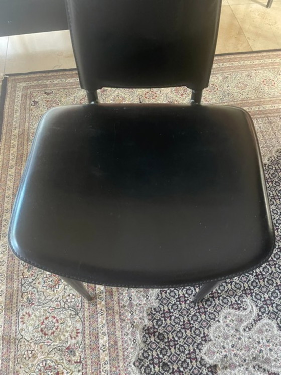 4 Ou 6 Chaises de salle à manger design en cuir noir (Design italien) – Metal, Leather (photo 6 of 10)