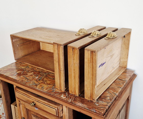 Image 1 of Small oak and brass commode - Circa 1900