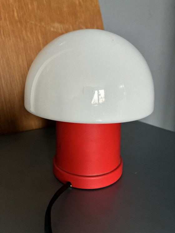 Lampada da tavolo Massive a fungo, Belgio, anni '70, Space Age, Lampade da tavolo, Plastica, Vetro, Rosso, 1970 (foto 5 di 8)