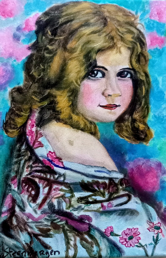 Image 1 of T. van Steenbergen Ragazza con scialle 20 x 30 cm